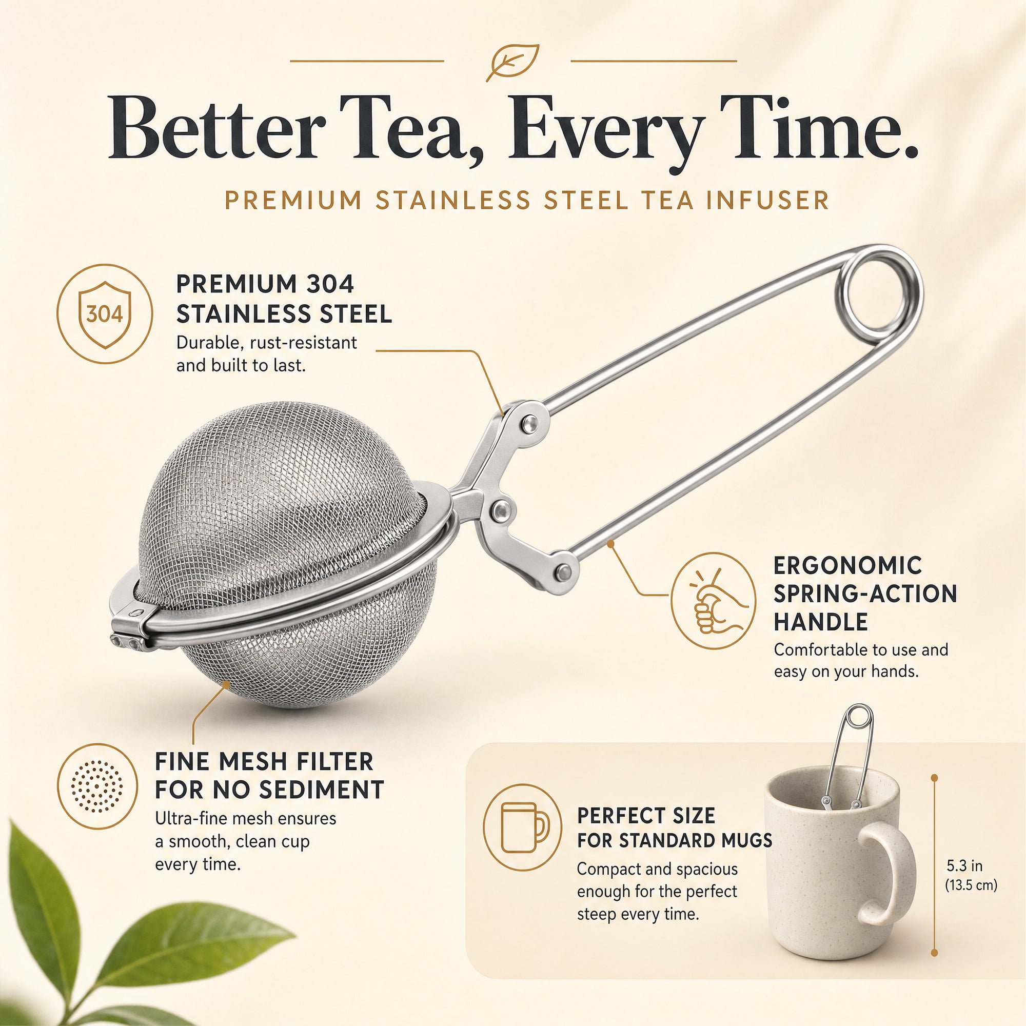 Mato Ball Tea Infuser with Handle — Stainless Steel