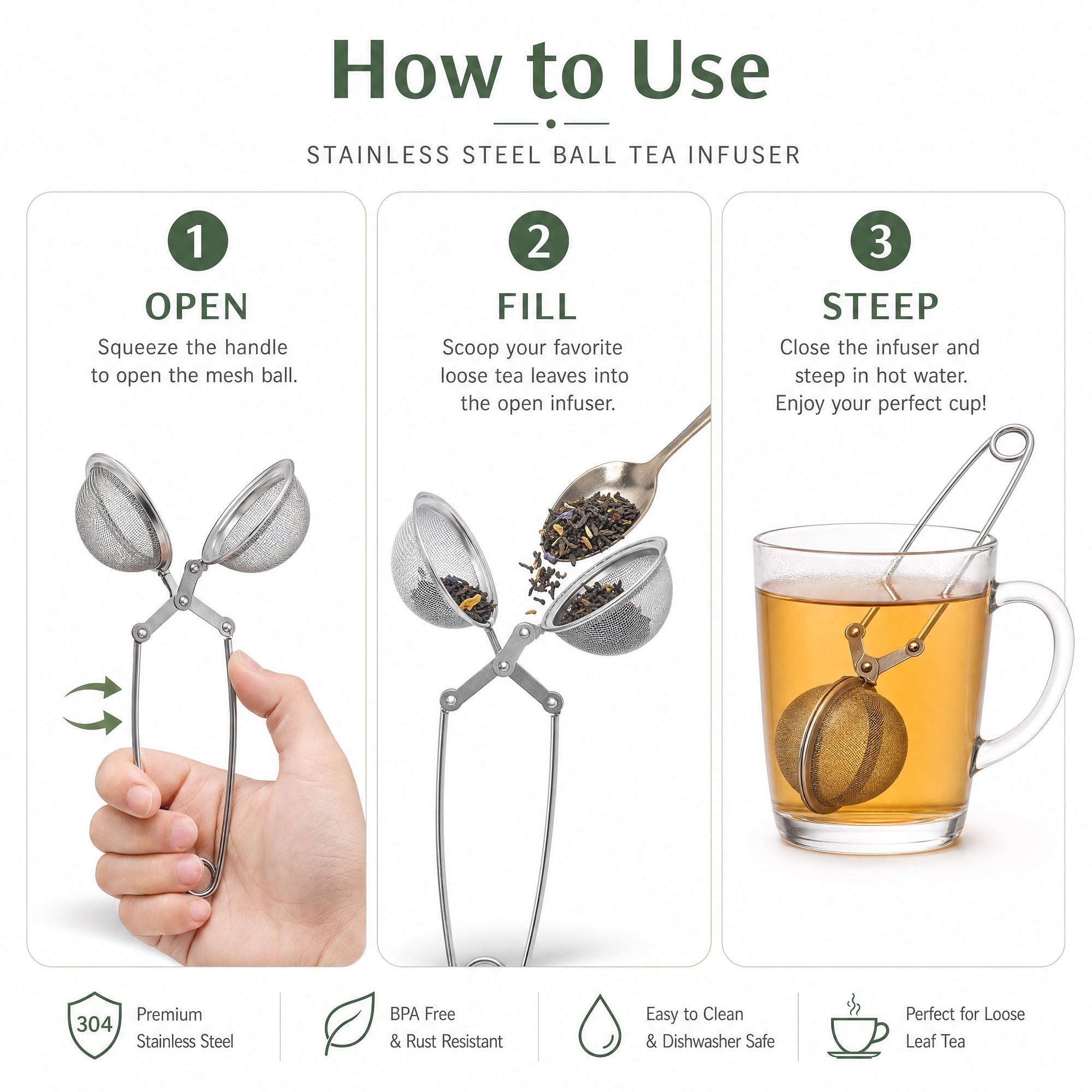Mato Ball Tea Infuser with Handle — Stainless Steel