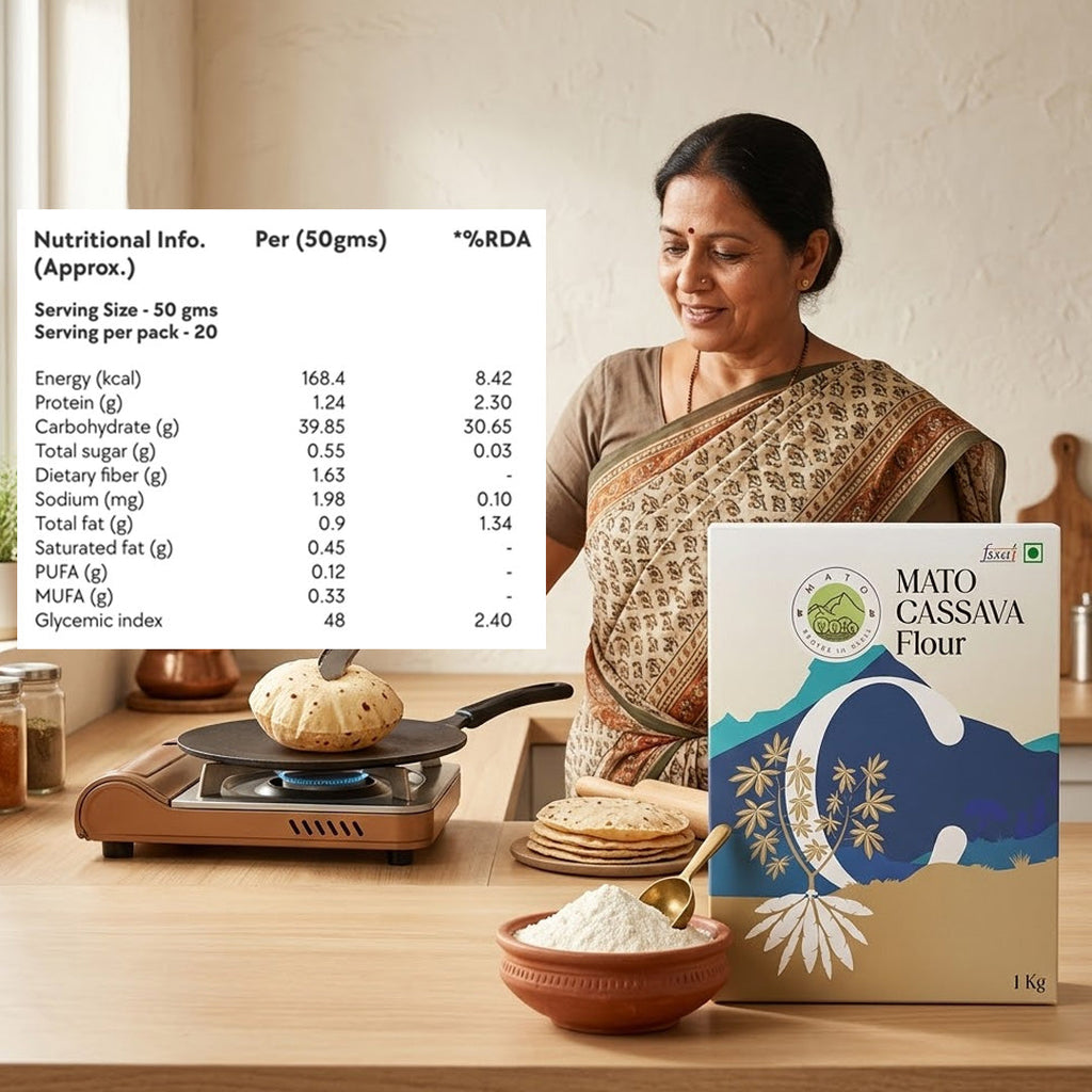 Cassava Flour with kitchen lifestyle