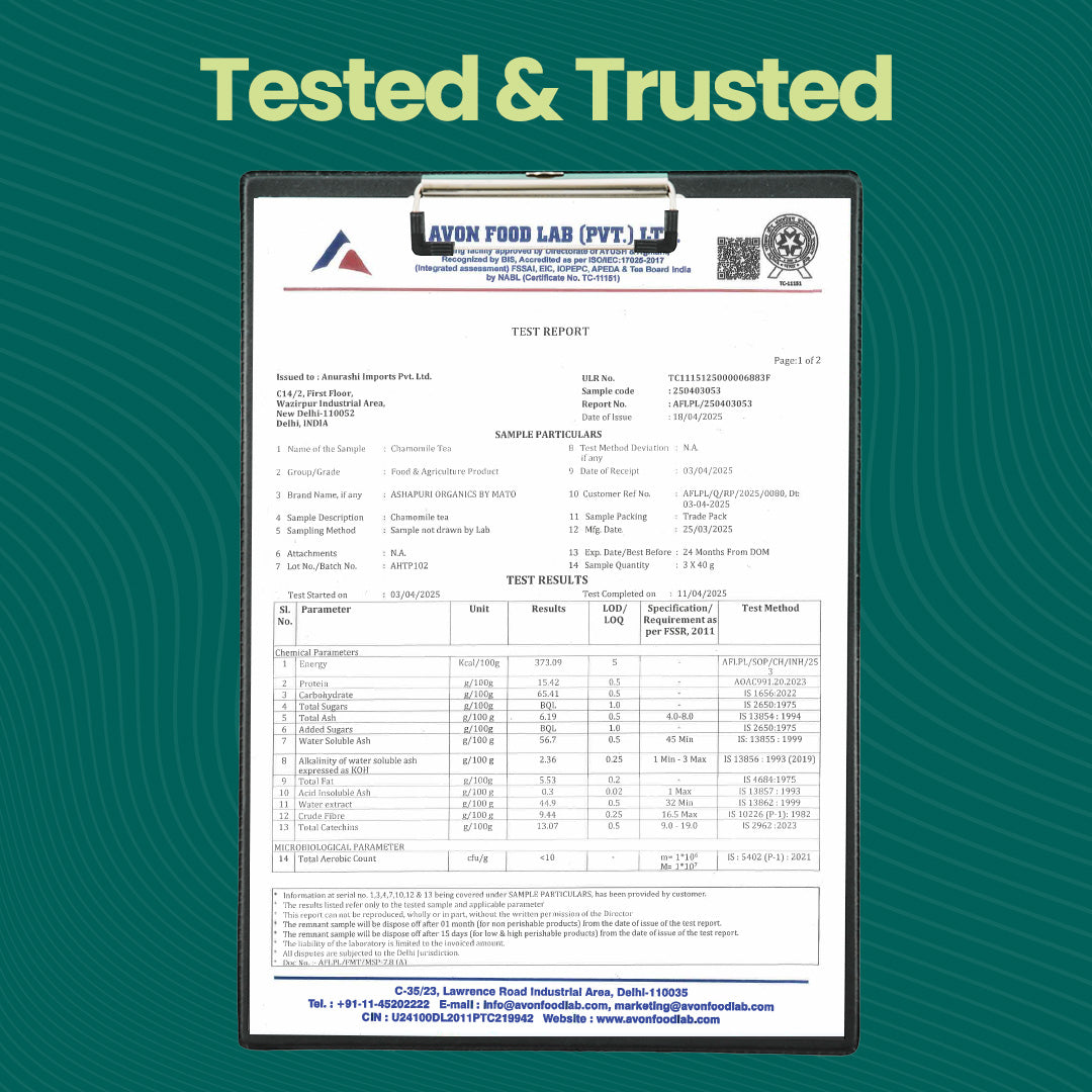 Test report for Chamomile Tea