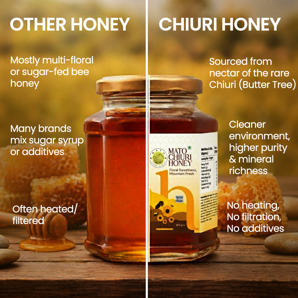 Mato Chiuri Honey bottle jar comparison with regular bottle honey