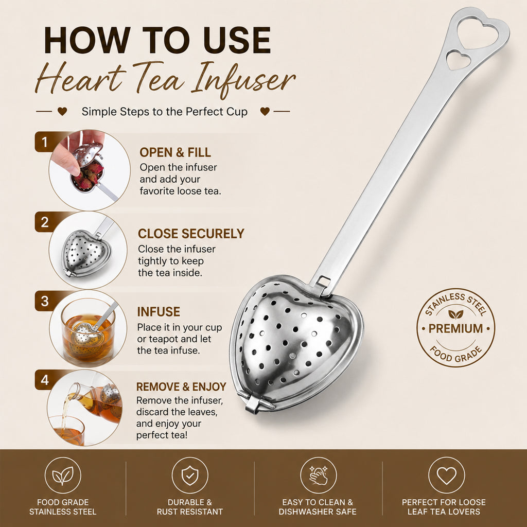 Mato Heart Tea Infuser with Handle — Stainless Steel