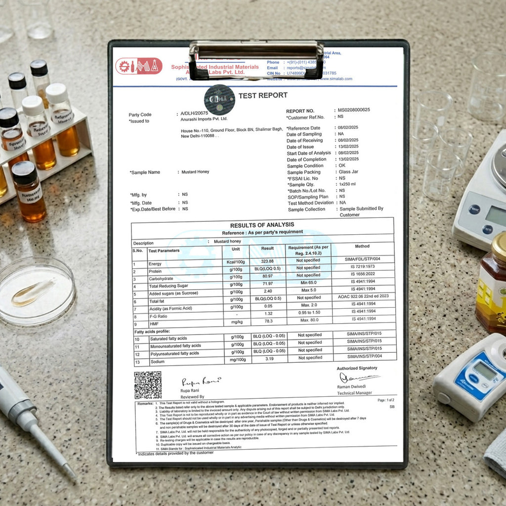 mato mustard honey lab test report