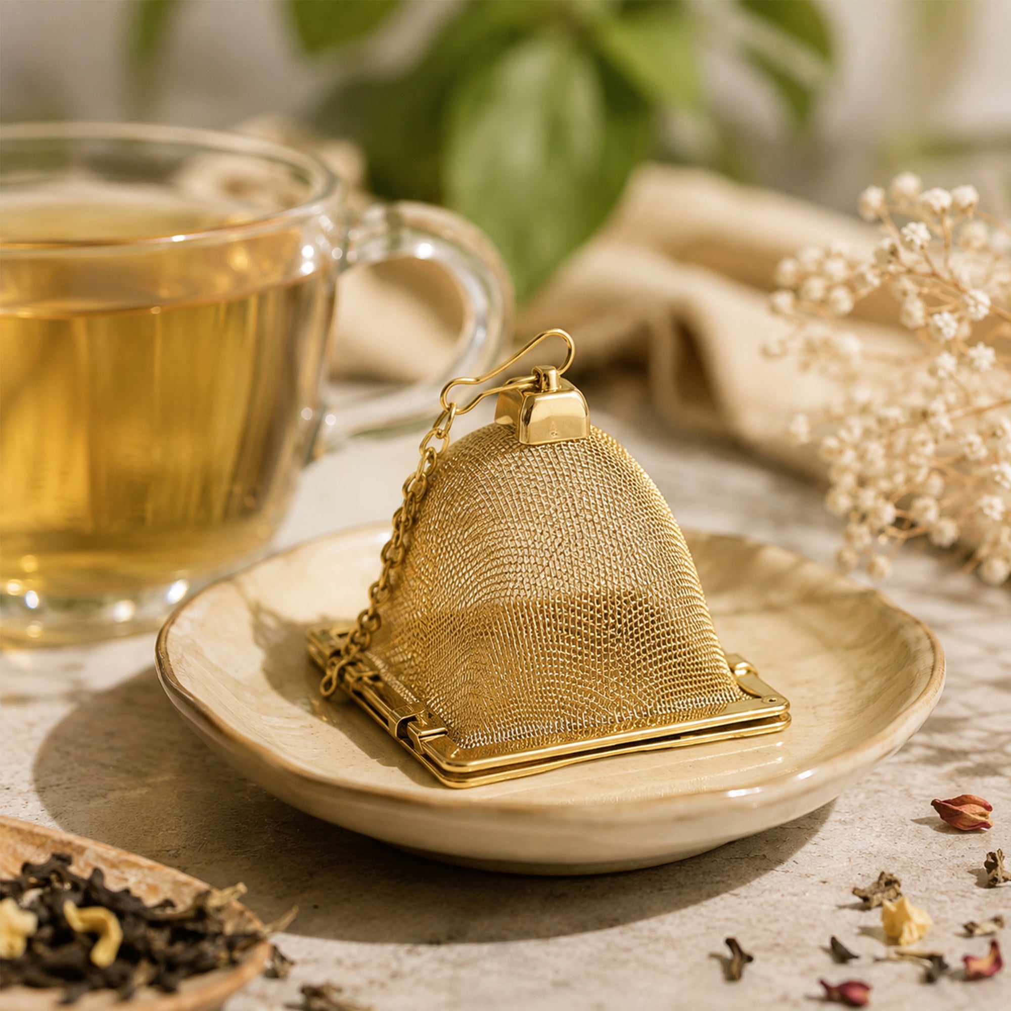 Mato Pyramid Tea Infuser — Golden Finish