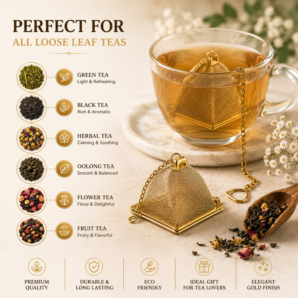 Mato Pyramid Tea Infuser — Golden Finish