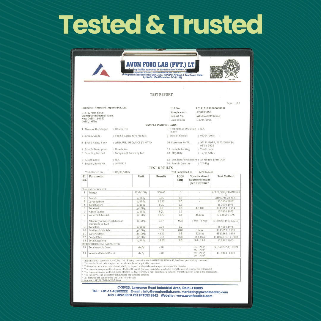 laboratory test report for  Roselle Flower Tea