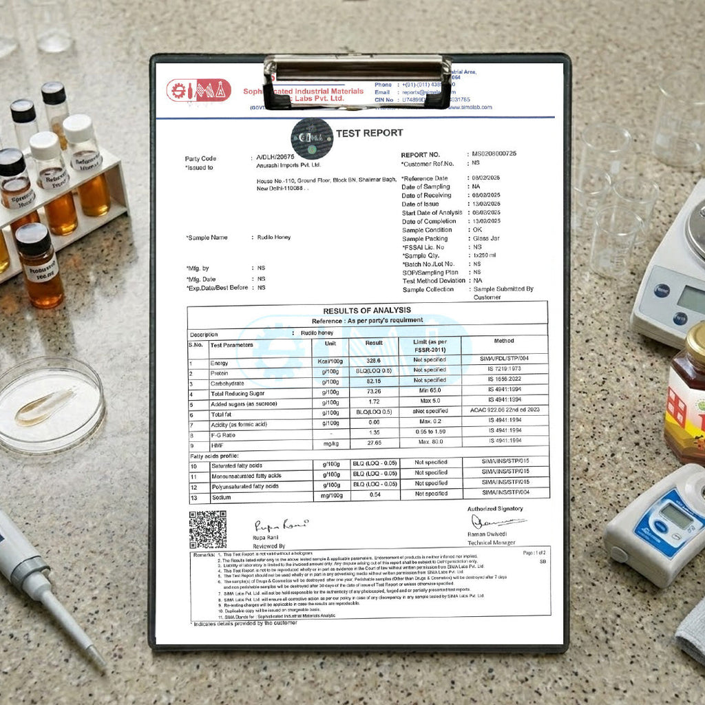  Mato Rudilo Honey lab test report